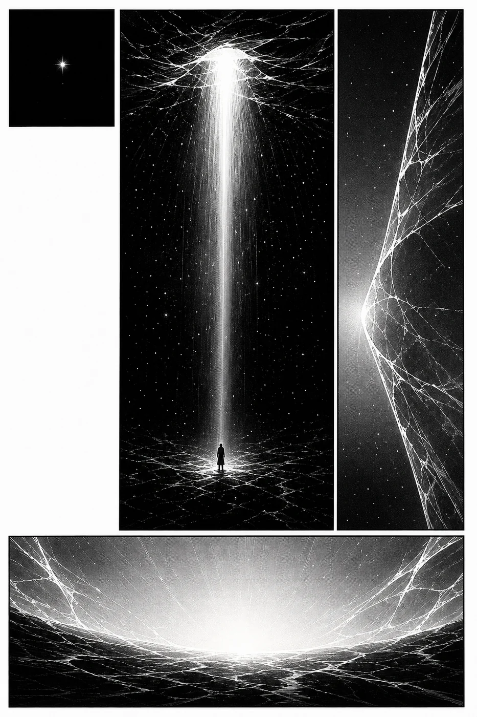 Black and white manga cosmic light page